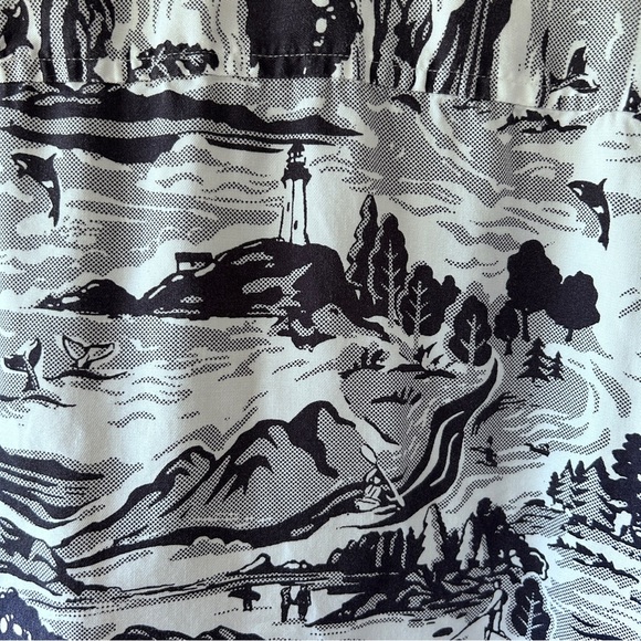 Far West Shirt Short Sleeve Men's Medium Black and White Coastal Nautical Summer - Picture 5 of 12